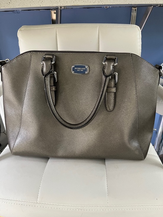Michael Kors Handbags - Michael Kors Metallic Gun Metal Dome Satchel with Silver Hardware
